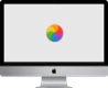 iMac with spinning rainbow wheel