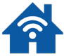 blue hosue with WiFi icon smart home